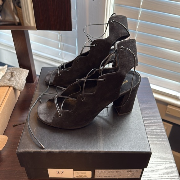Ysl black suede cage block sandal - Picture 3 of 5